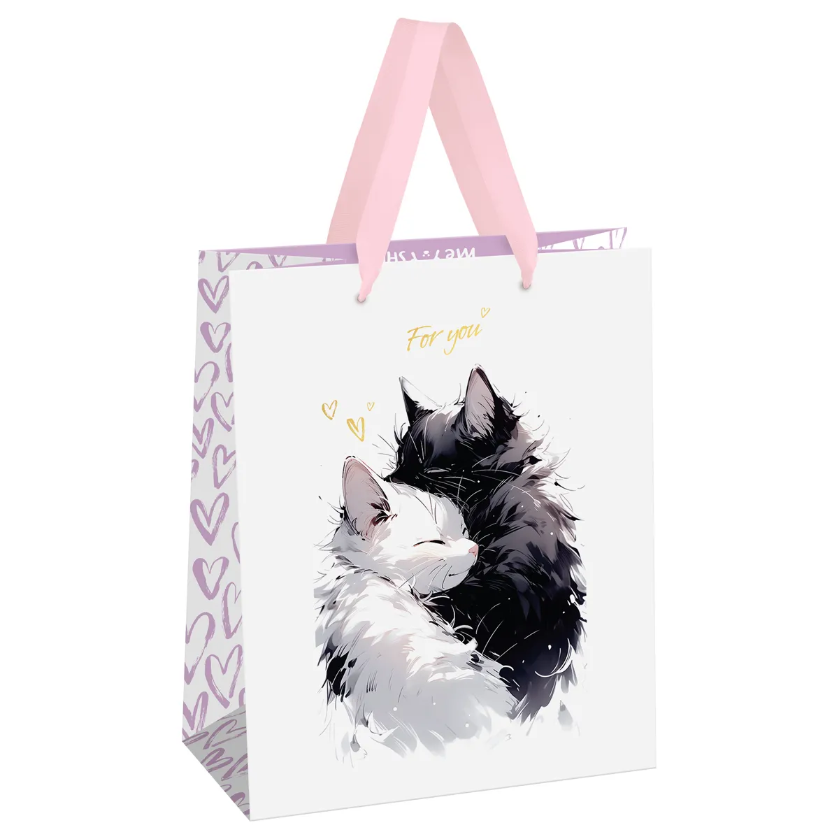Пакет подарочный 18*23*10см MESHU "Hugs", фольга,  матовая ламинация