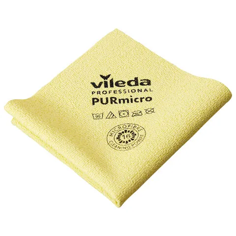 Салфетки VILEDA PROFESSIONAL "ПУРмикро Актив" КОМПЛЕКТ 5 шт., супервпитывание, микроволокно, желтый, 38х35 см, 174072
