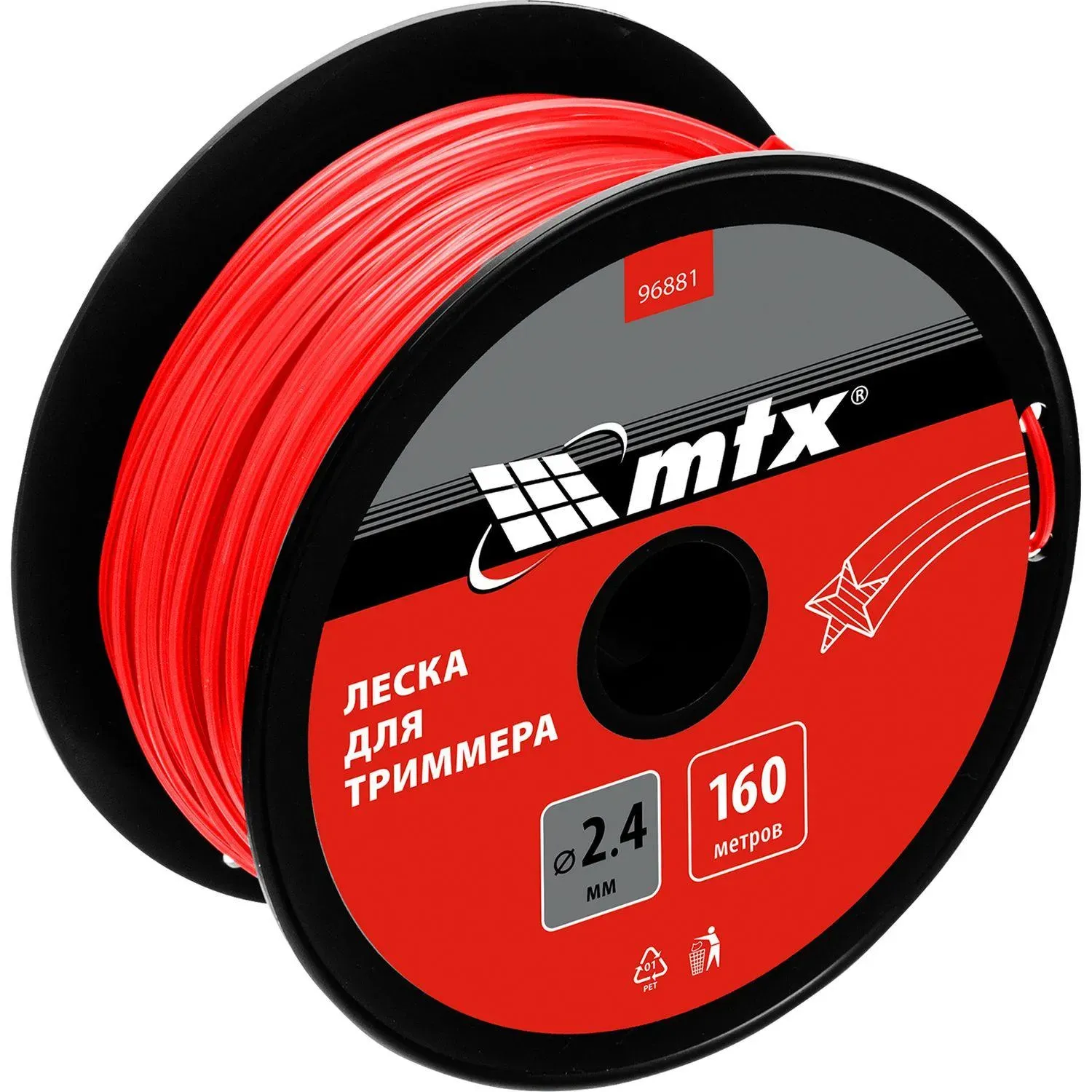 Леска для триммера MTX звезда 2,4 мм х 160 м, на катушке (96881)