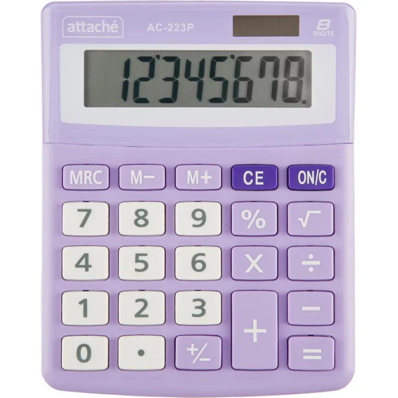 Калькулятор настольный Attache, AС-223P,8р,двойное питание, фиалетовый