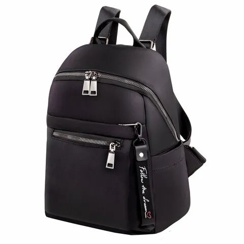 Рюкзак BRAUBERG PODIUM женский, карман-антивор, нейлон, черный, 32х26х15 см, 270815