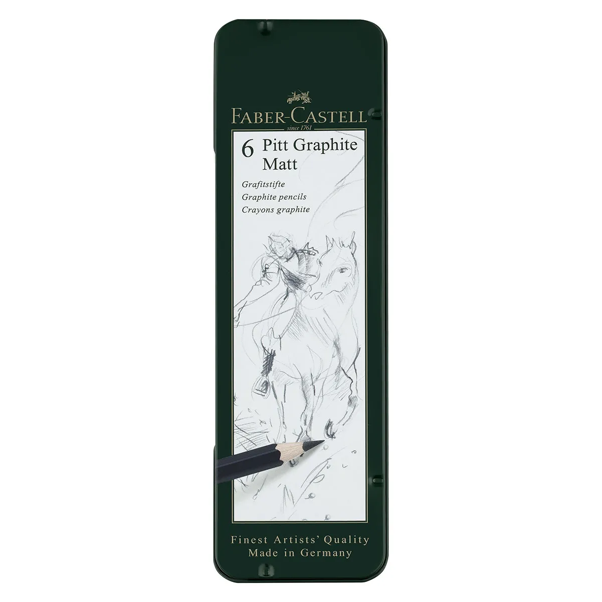 Набор карандашей ч/г матовых Faber-Castell "Pitt Graphite Matt" 2B, 4B, 6B, 8B, 10B, 12B, заточ., метал.кор