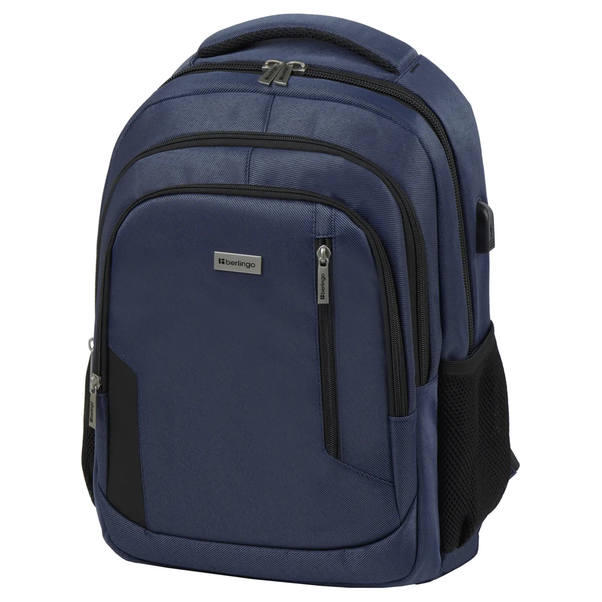 Рюкзак Berlingo City "Comfort blue" 42*29*17см, 3 отделения, 3 кармана, отделение для ноутбука, USB разъем, эргономическая спинка