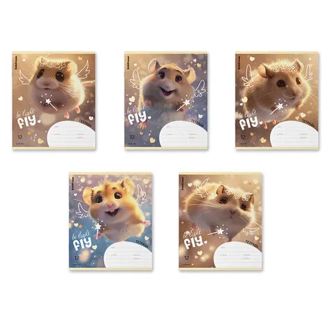 Тетрадь 12 л., клетка, обложка картон, ERICH KRAUSE, "Fluffy" (микс в спайке), 63248