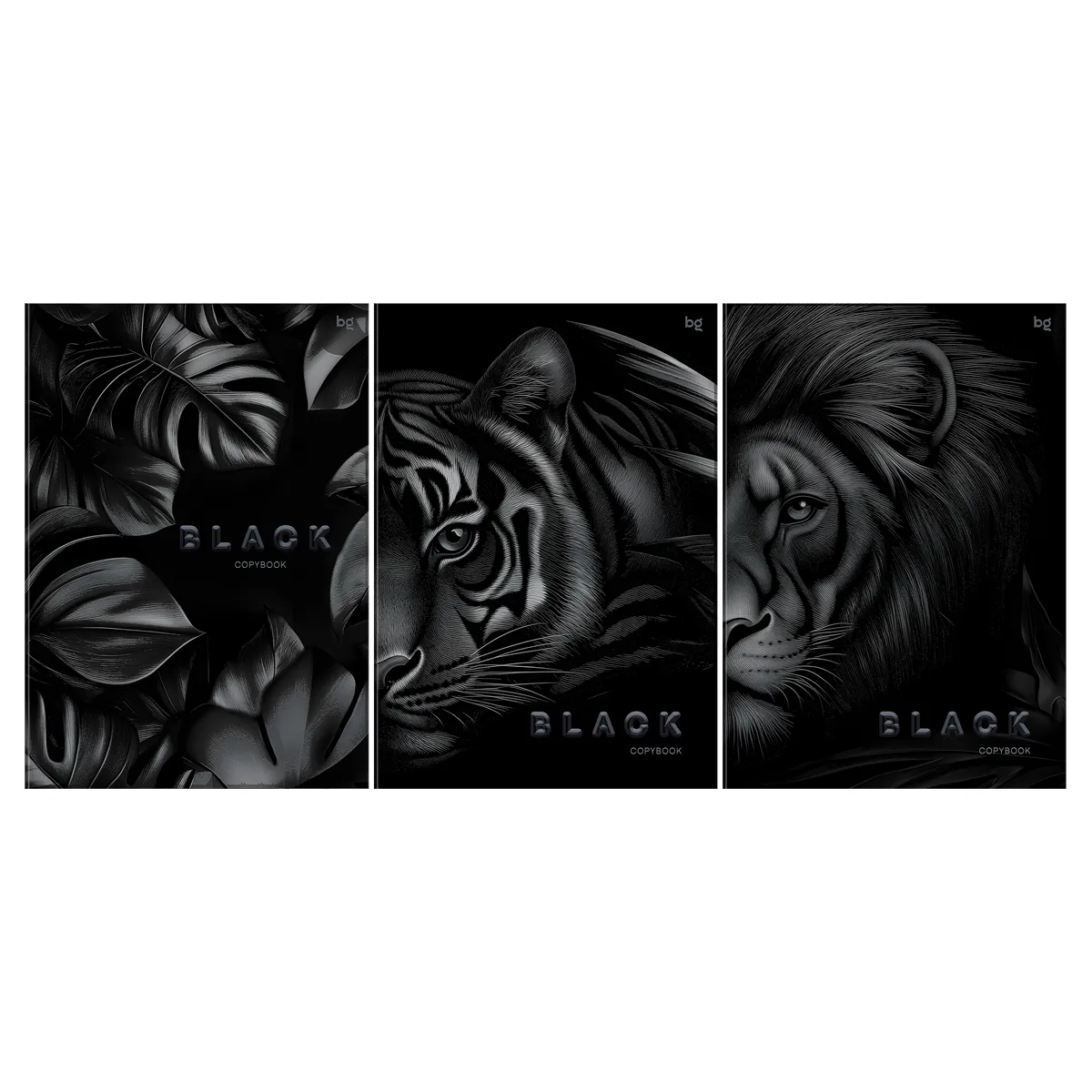 Тетрадь 96л., А4, клетка BG "Just black", soft-touch ламинация, выб. лак