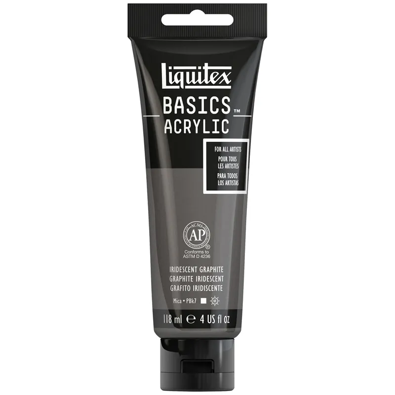 Краска акриловая художественная Liquitex "Basics", 118мл, туба, 049 графитовый иридисцентный