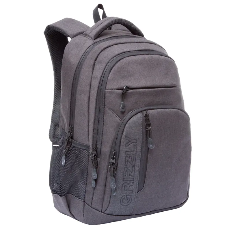 Рюкзак Grizzly, 32*47*17см, 2 отделения, 5 карманов, анатомическая спинка, графит