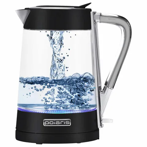 Чайник POLARIS PWK 1715 CGL, 1,7 л, 1850Вт, закрытый нагревательный элемент, стекло, черный, PWK 1715 CGL b