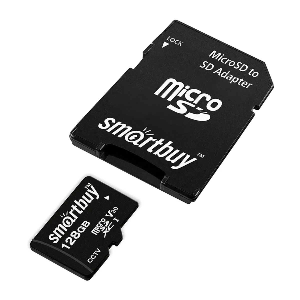 Карта памяти SmartBuy MicroSDHC 128GB UHS-II, Class 10, скорость чтения 95Мб/сек, для видеонаблюдения (с адаптером SD)