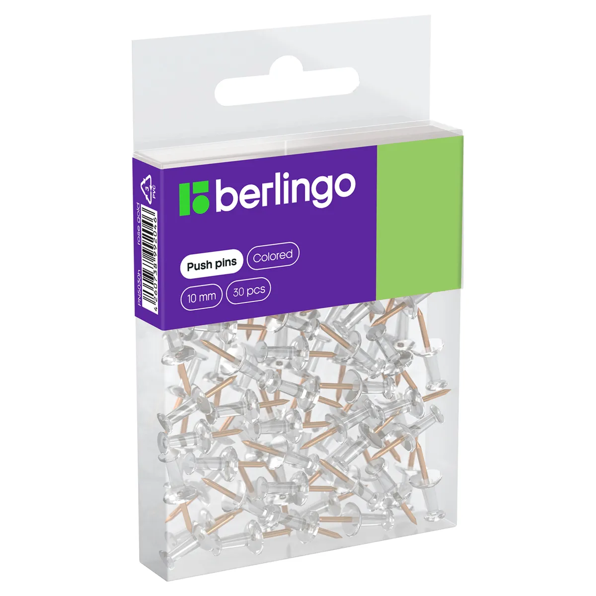 Кнопки силовые Berlingo, 30шт., цветные, ПВХ упак., европодвес, розовое золото