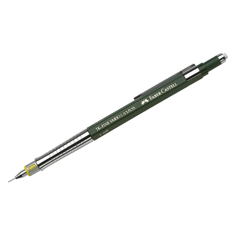 Карандаш механический Faber-Castell "TK-Fine Vario L" 0,35мм, с ластиком, темно-зеленый