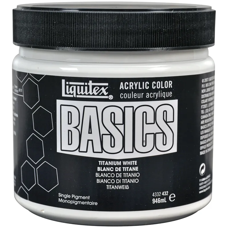 Краска акриловая художественная Liquitex "Basics" 946 мл, банка, 432 белила титановые