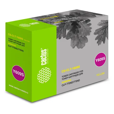 Картридж лазерный CACTUS (CS-CLT-Y609S) для SAMSUNG CLP-770/770ND/775/775ND, желтый, ресурс 7000 стр.