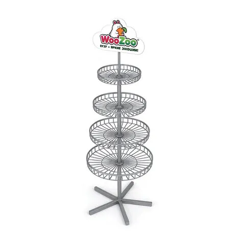 Стойка для игрушек напольная WOOZOO, 185х70 см, 4 вращающиеся корзины, 507863