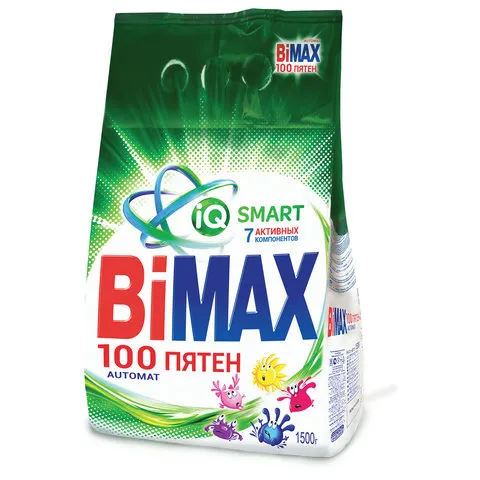 Стиральный порошок-автомат 1,5 кг, BIMAX (Бимакс) "100 пятен" (Нэфис Косметикс), 2502-1АХ