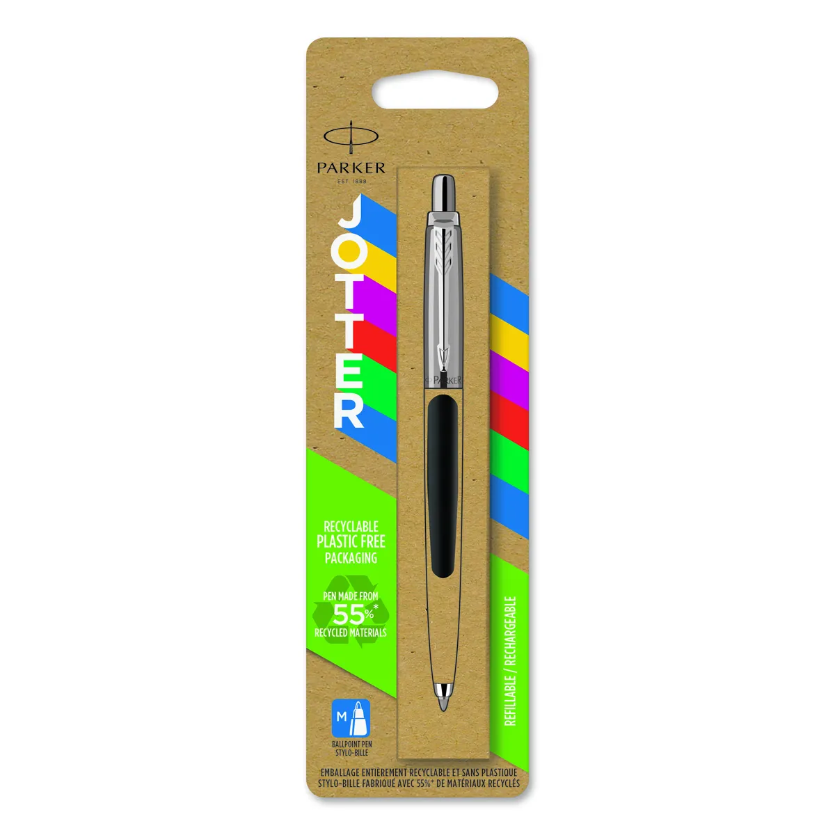 Ручка шариковая Parker "Jotter Black" синяя, 1,0мм, кнопочн., пластик. корпус, блистер