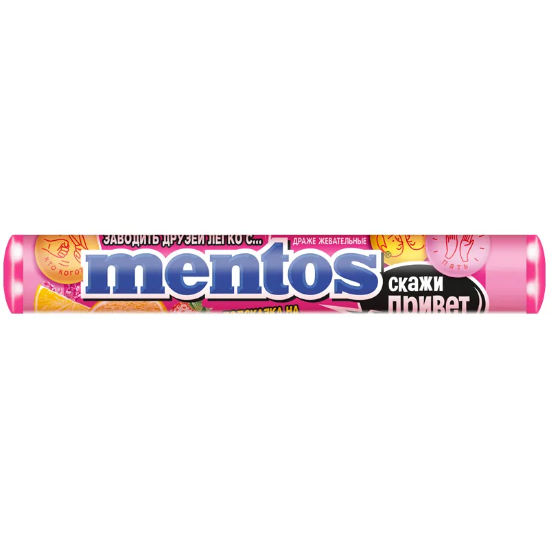 Жевательное драже  Mentos "Фрукты", 37г, стик