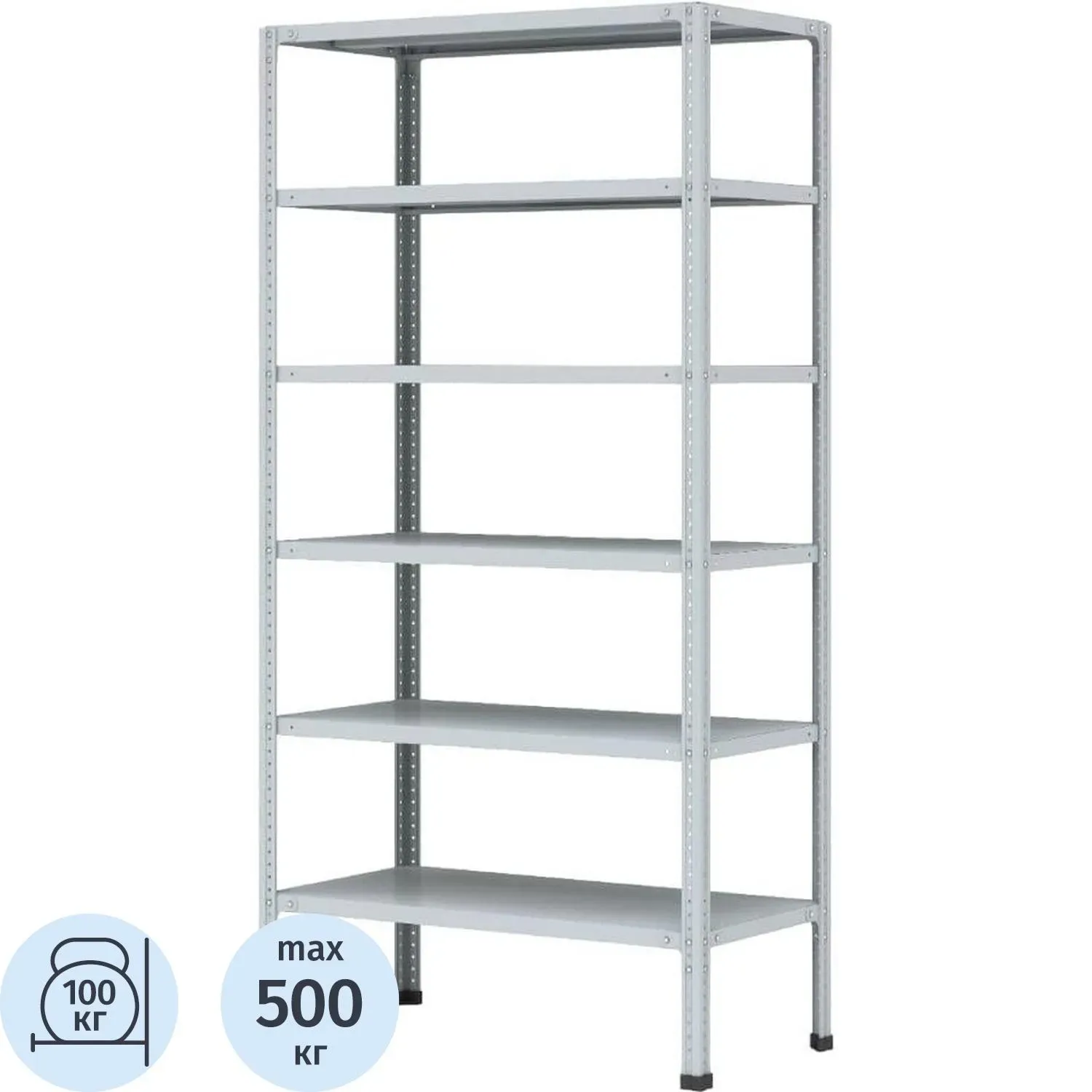 Стеллаж металлический P_МС-266/500 с 6-ю полками 1000х600х2000