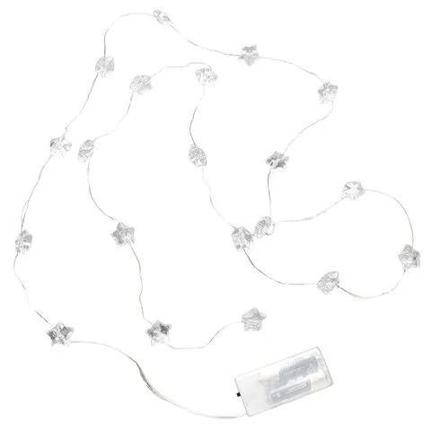 Электрогирлянда-нить комнатная "Звезды", 2м, 20LED, мультицветная, батарейки, ЗОЛОТАЯ СКАЗКА, 592477
