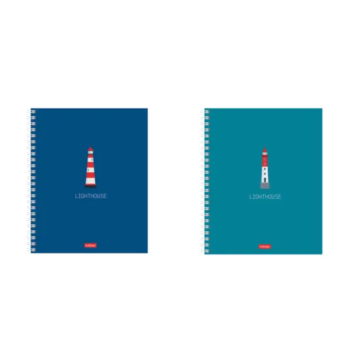 Тетрадь А5 96л. HATBER гребень, клетка, Soft-touch ламинация, Lighthouse (микс в спайке), 089770, 96Т5лВ1гр