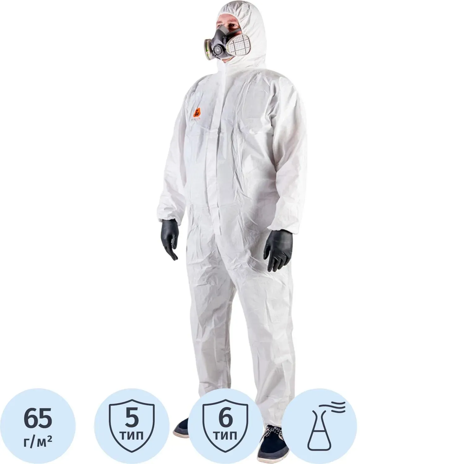 Комбинезон одноразовый (65г/м2)с кап.JetaSafetyJPC65 ElementComfort бел рXL