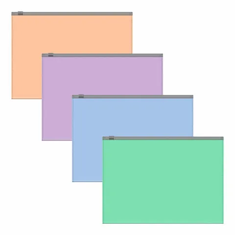 Папка-конверт на молнии ERICH KRAUSE "Matt Pastel Bloom" А5+ (250х180 мм), ассорти, 0,18 мм, 61170