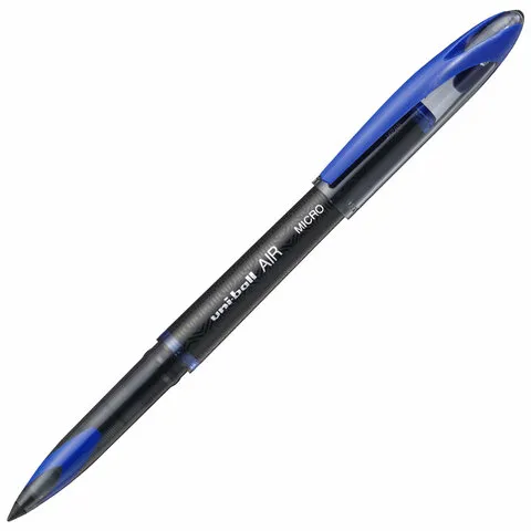 Ручка-роллер Uni-Ball AIR Micro, СИНЯЯ, корпус черный, узел 0,5мм, линия 0,24мм, UBA-188-M BLUE