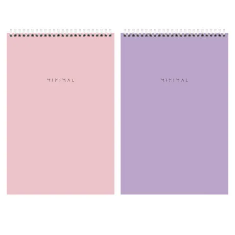 Блокнот ДЭК А4 198х297 мм, 80 л., КОМПЛЕКТ 2 шт., гребень, подложка, BRAUBERG "Minimal Pastel", 116453
