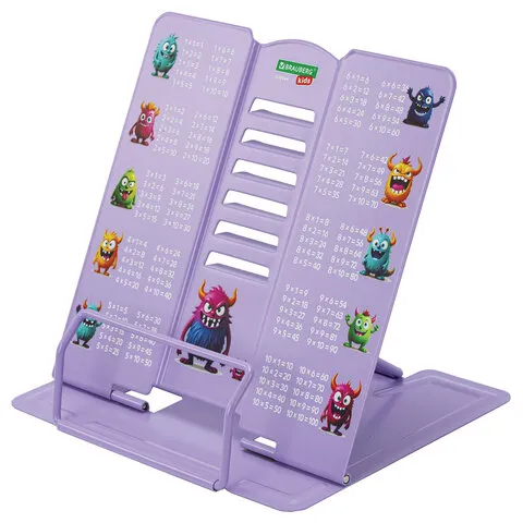 Подставка для книг и учебников большая BRAUBERG KIDS "Monsters" с таблицей умножения, регулируемый угол наклона, металлическая, 238964