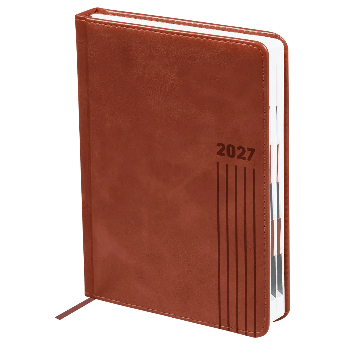 Ежедневник датированный 2027г., А5, 176л., твердый переплет, BG "Vesper Index. Brown", коричневый, блок с индексной вырубкой