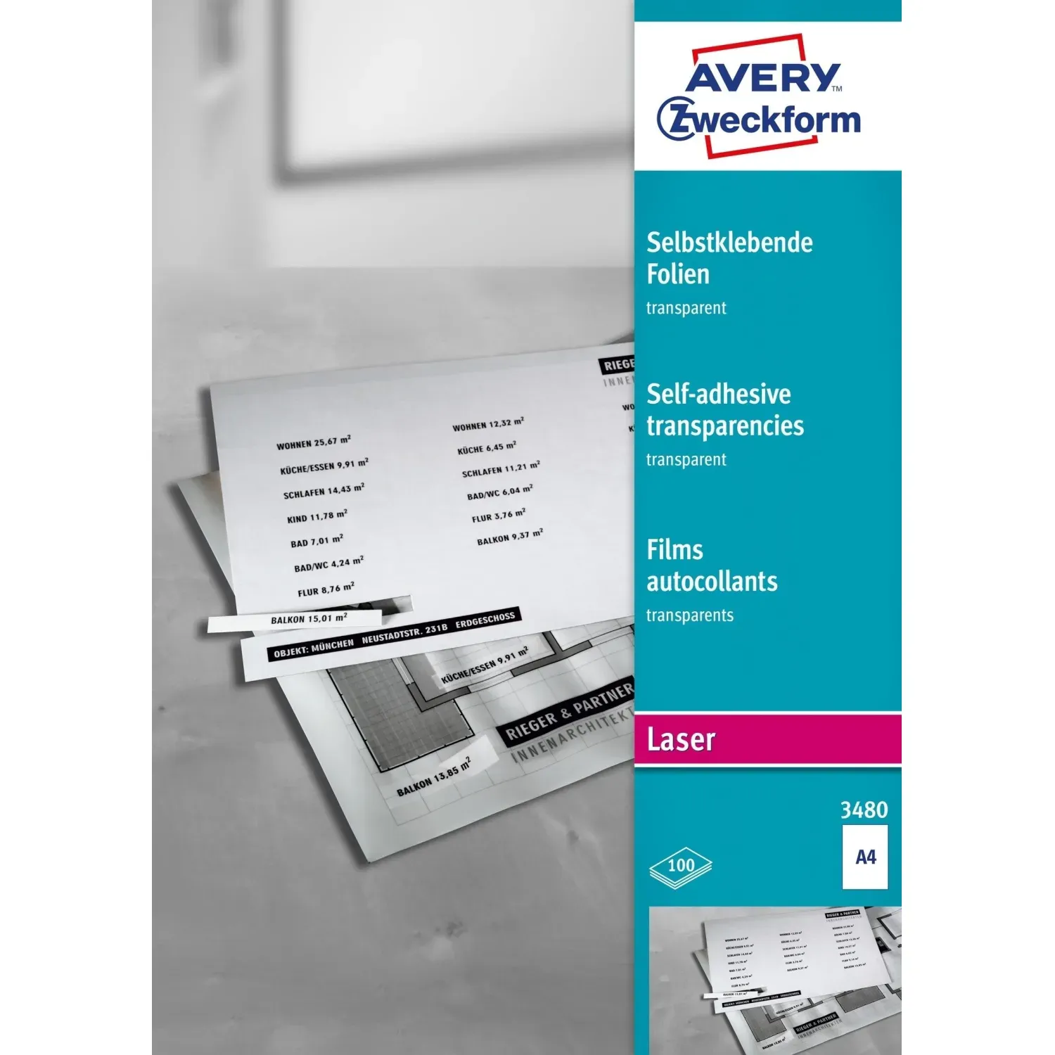 Пленка Avery Zweckform самоклеящаяся, L+K+CL,прозр., А4, 0,14 мм, 25 л