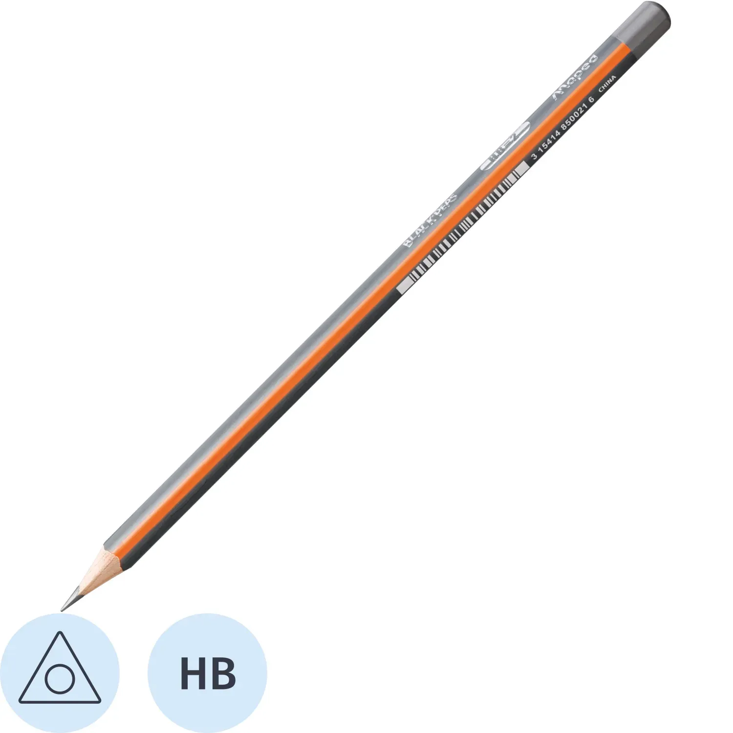 Карандаш чернографитный Maped BLACK PEP'S,HB,дерево,трехгран.,б/ласт,850021