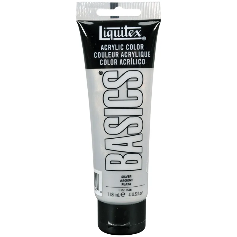 Краска акриловая художественная Liquitex "Basics", 118мл, туба, 236 серебро (металлик)