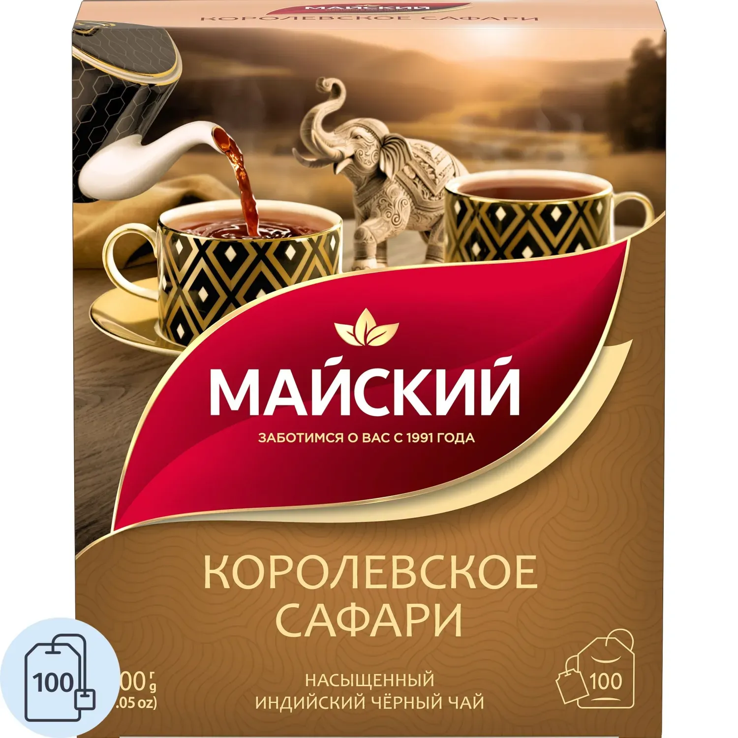 Чай Майский Королевское Сафари, черный, 100пакx2г