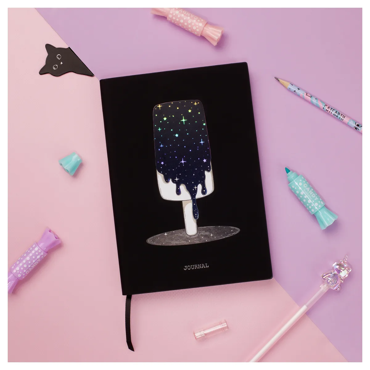 Ежедневник недатированный A5, 136л., кожзам, MESHU "Magic. Ice cream", тон. блок, аппликация с анимированным изображением, закладка-ляссе