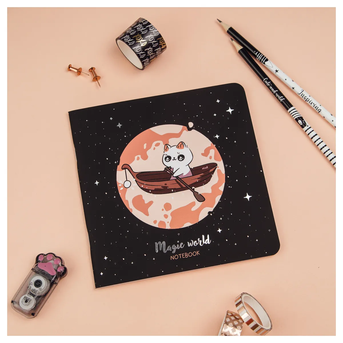 Записная книжка 170*170мм 40л. MESHU "Magic world", soft-touch ламинация, тиснение фольгой