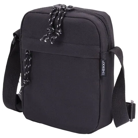 Сумка на плечо HEIKKI COMPACT (ХЕЙКИ), два кармана, черная, 19х14х5 см, 272631