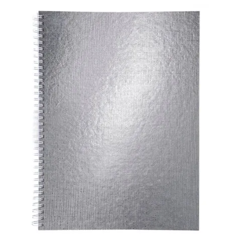 Тетрадь бумвинил А4 96л. гребень, офсет №1, клетка, СЕРЕБРО Metallic, HATBER, 077198, 96Т4бвВ1гр