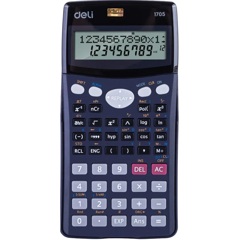 Калькулятор научный Deli E1705,10р.,2 стр,пит.от бат.,240 фун,157x77мм,черн