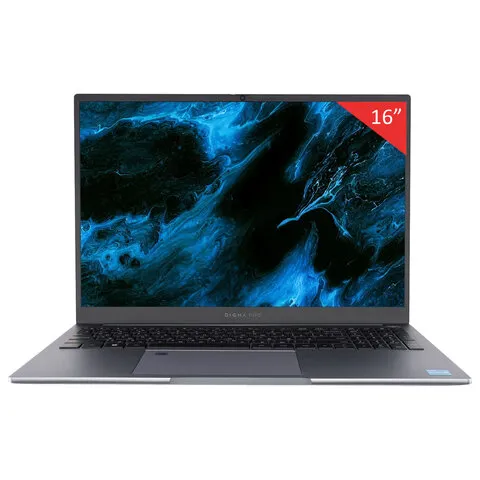 Ноутбук DIGMA Pro Pactos 16", Intel Core i3-1215U, 16 Гб, SSD 256 Гб, Windows 11 Pro, темно-серый, DN16P3-ACXW01