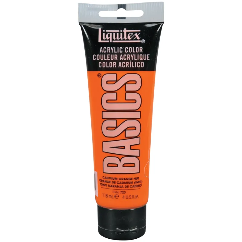 Краска акриловая художественная Liquitex "Basics", 118мл, туба, 720 кадмий оранжевый (имит.)