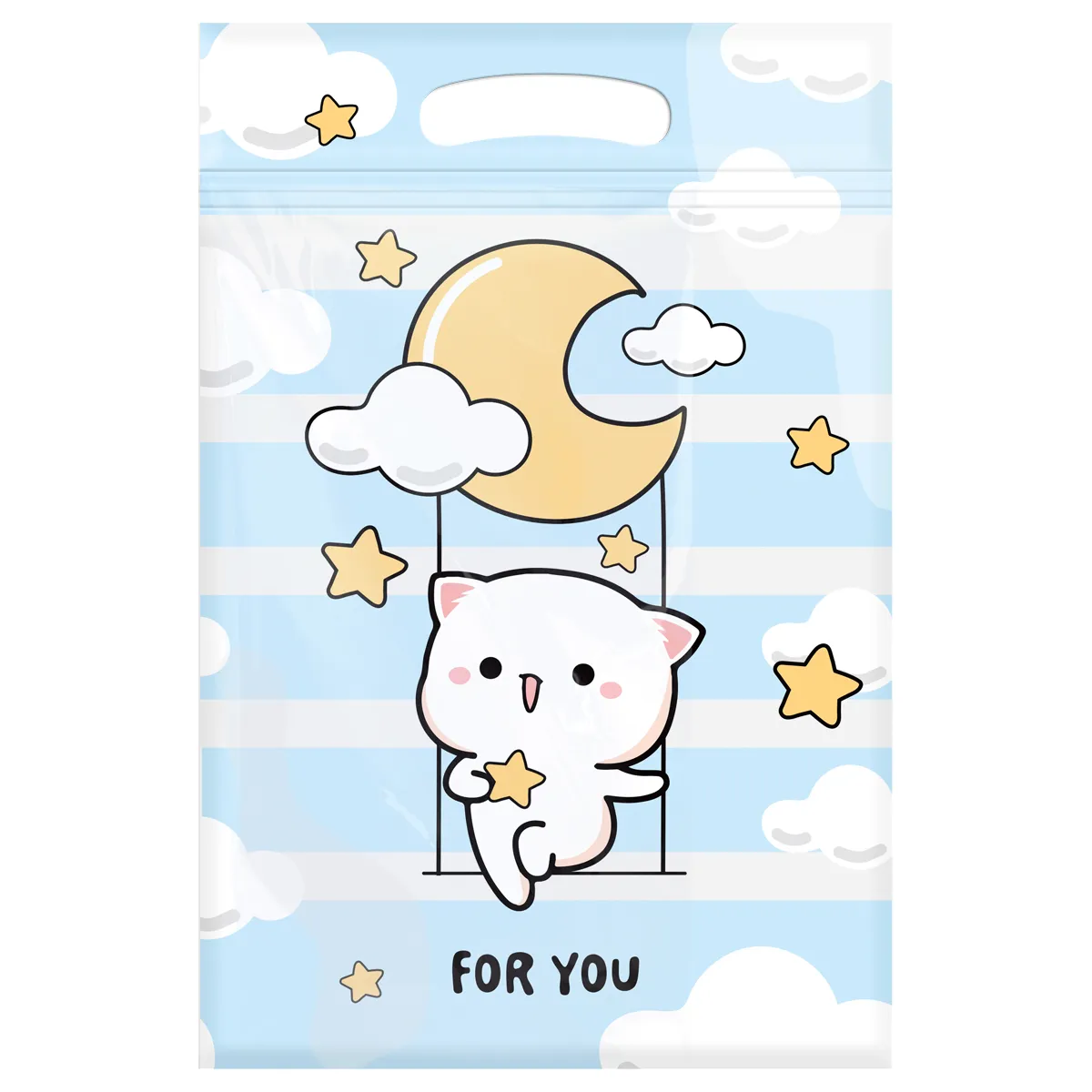 Набор подарочных пакетов 15*22 см, зип-лок, MESHU "Cloud cat", 35шт.