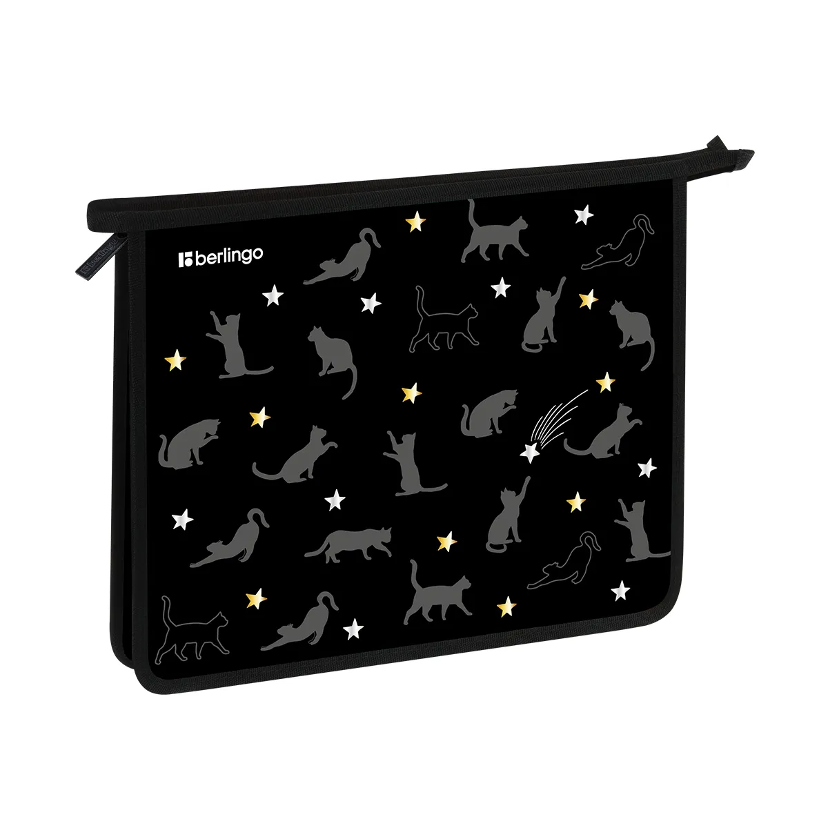 Папка для тетрадей 1 отделение, А5 Berlingo "MEOW Galaxy", 240*205*40мм, пластик, на молнии