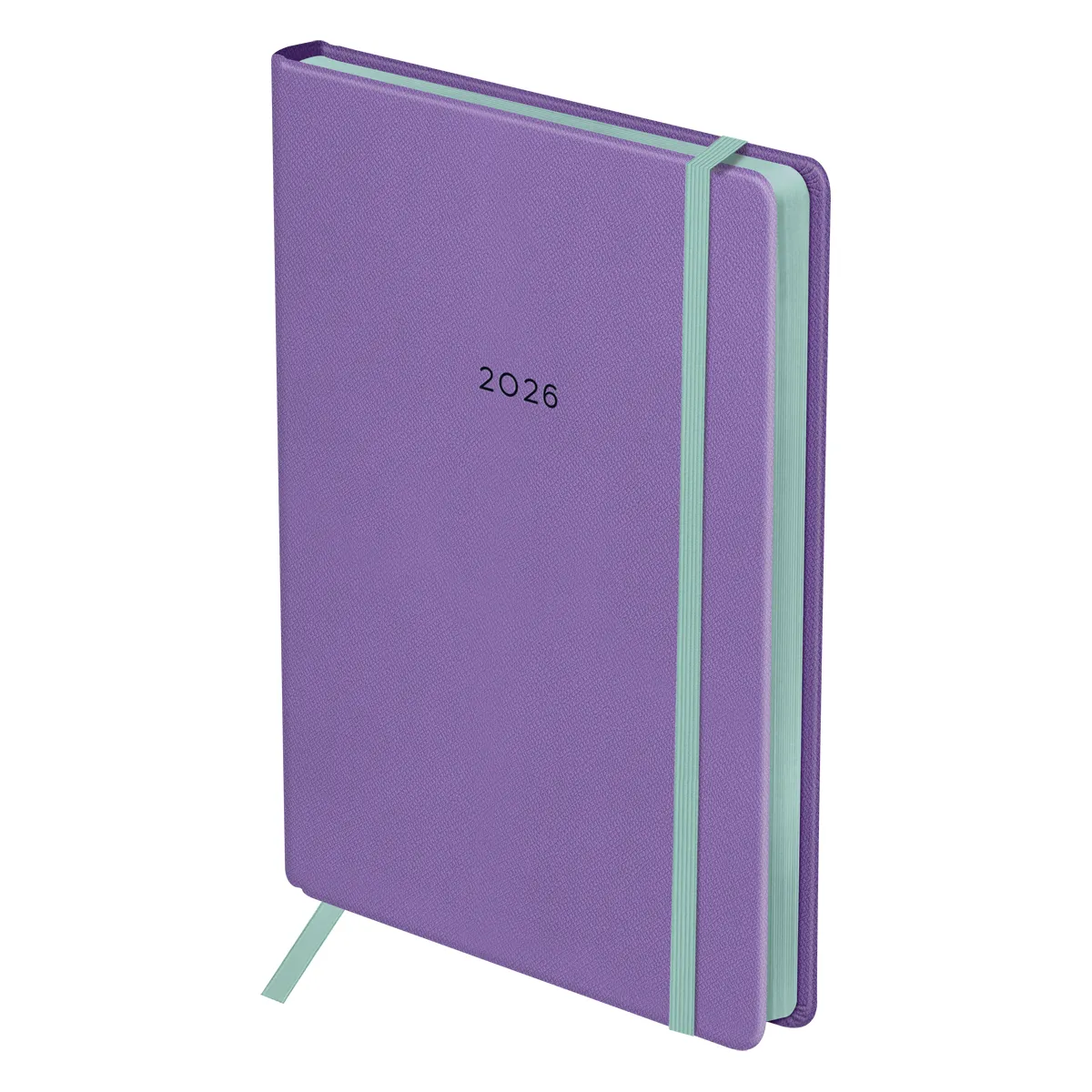 Ежедневник датированный 2026г., А5, 176л., твердый переплет, кожзам, BG "Contrast. Lavender", лавандовый, цветной срез, на резинке