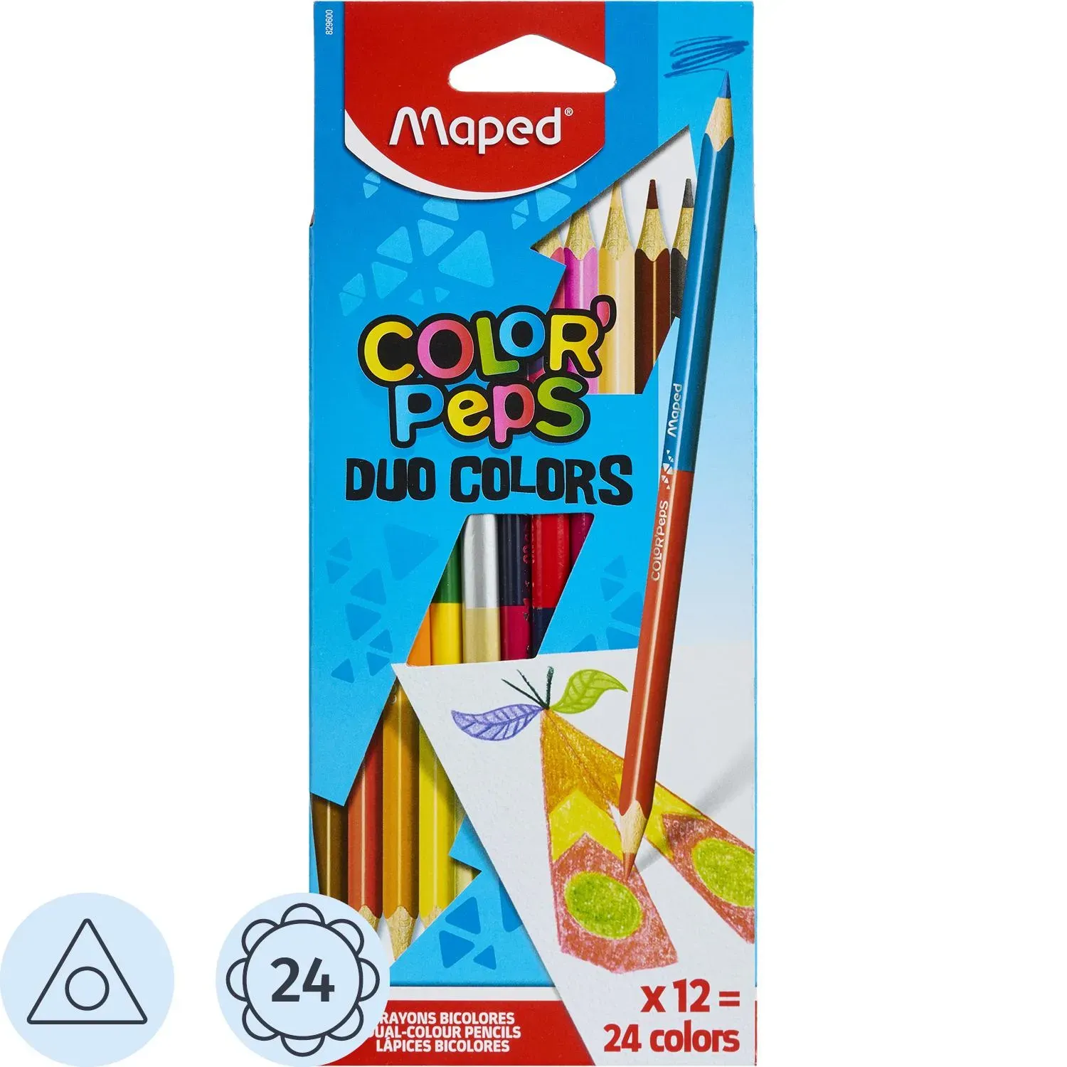 Карандаши цветные Maped COLOR'PEPS DUO COLORS двухст,3хгр,дерев,24цв,829600