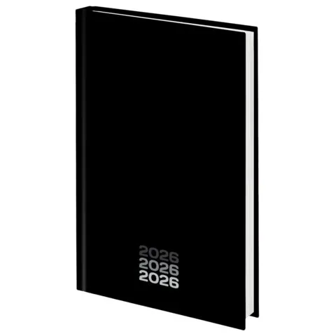 Ежедневник датированный 2026 145х215 мм, А5, STAFF, ламинированная обложка, "Black style", 117325
