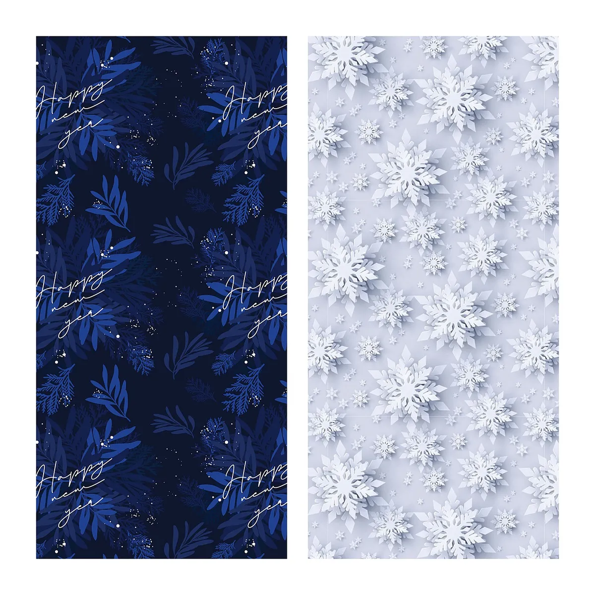 Упаковочная бумага глянц. 70*100см, MESHU "Snowfall", 80г/м2, ассорти 2 дизайна