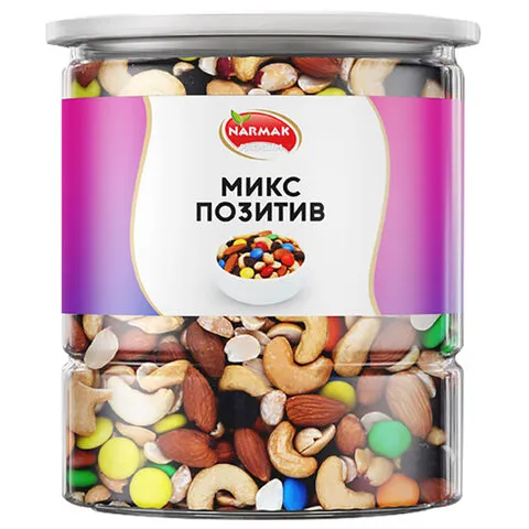 Смесь орехов NARMAK "Микс Позитив" (миндаль, кешью, арахис, изюм, шоколадное драже), 500 г, 00-00000142