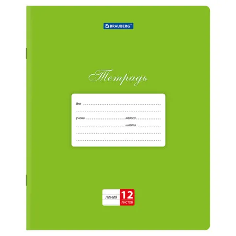 Тетради ДЭК 12 л., КОМПЛЕКТ 20 шт., BRAUBERG КЛАССИКА, линия, обложка картон, ЗЕЛЕНАЯ, 106963