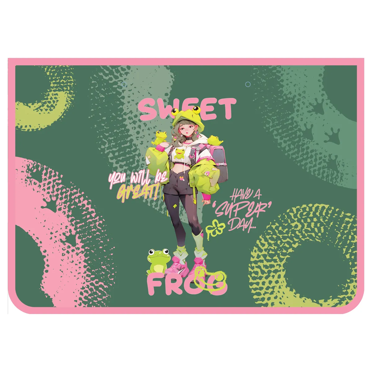 Папка с ручками А4 ArtSpace "Sweet Frog", пластик, на молнии, 45мм